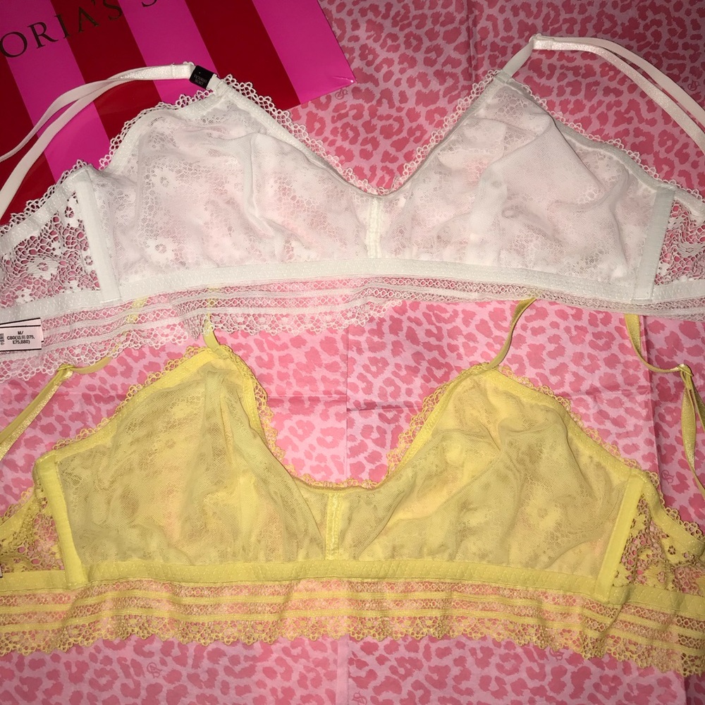 Victoria's Secret Bralette Lace Bundle Yellow White Size Medium - Picture 3 of 10